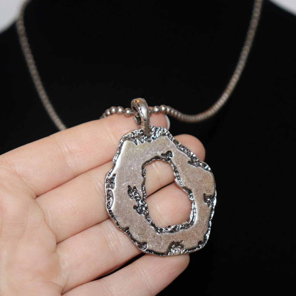 Larger silver nugget style statement necklace 24"